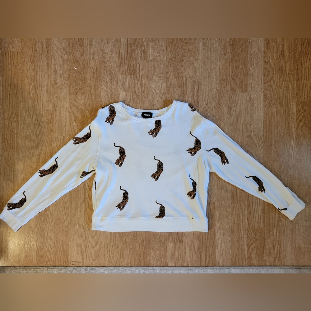 Monrow Tiger Print Boyfriend Sweatshirt